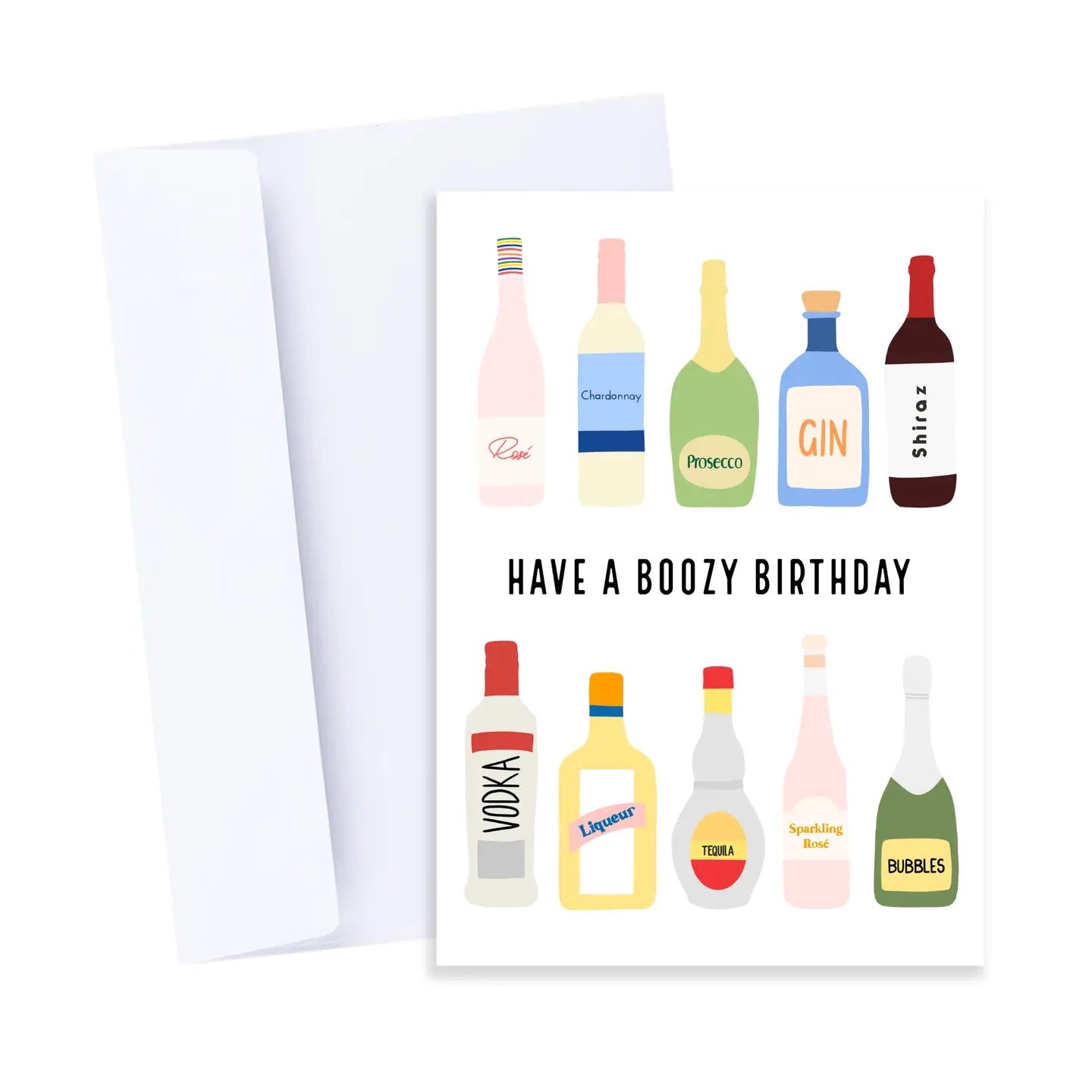 Boozy Birthday Card - Wine Alcohol Happy Birthday Card