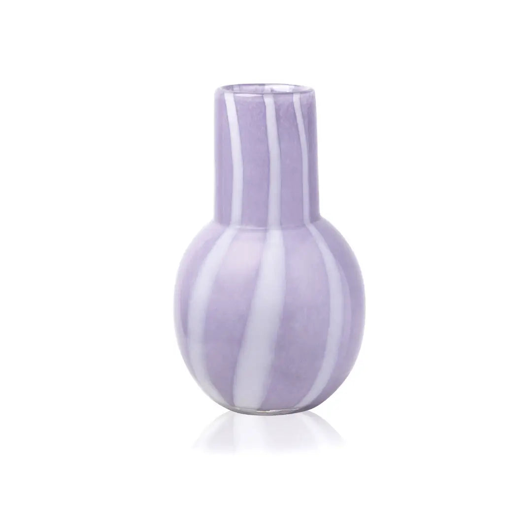 Lilac Striped Glass Vase