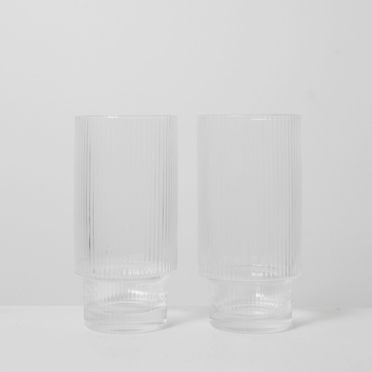 Oscar Ribbed Highball Glass -Clear Glass