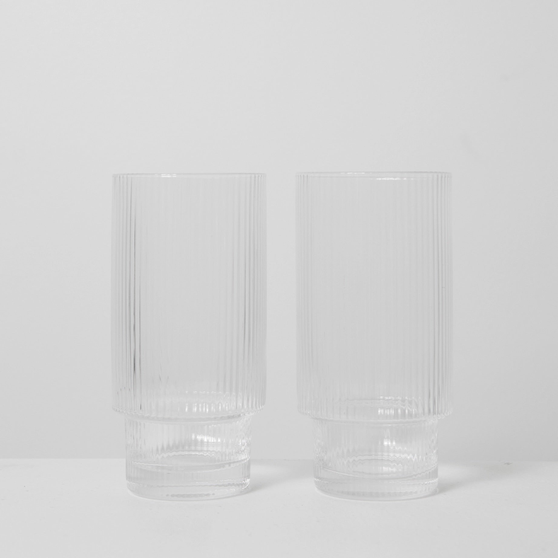 Oscar Ribbed Highball Glass -Clear Glass