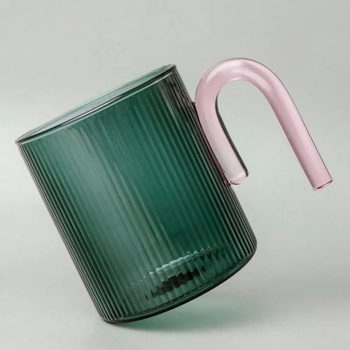 Archer Ribbed Glass Cup green
