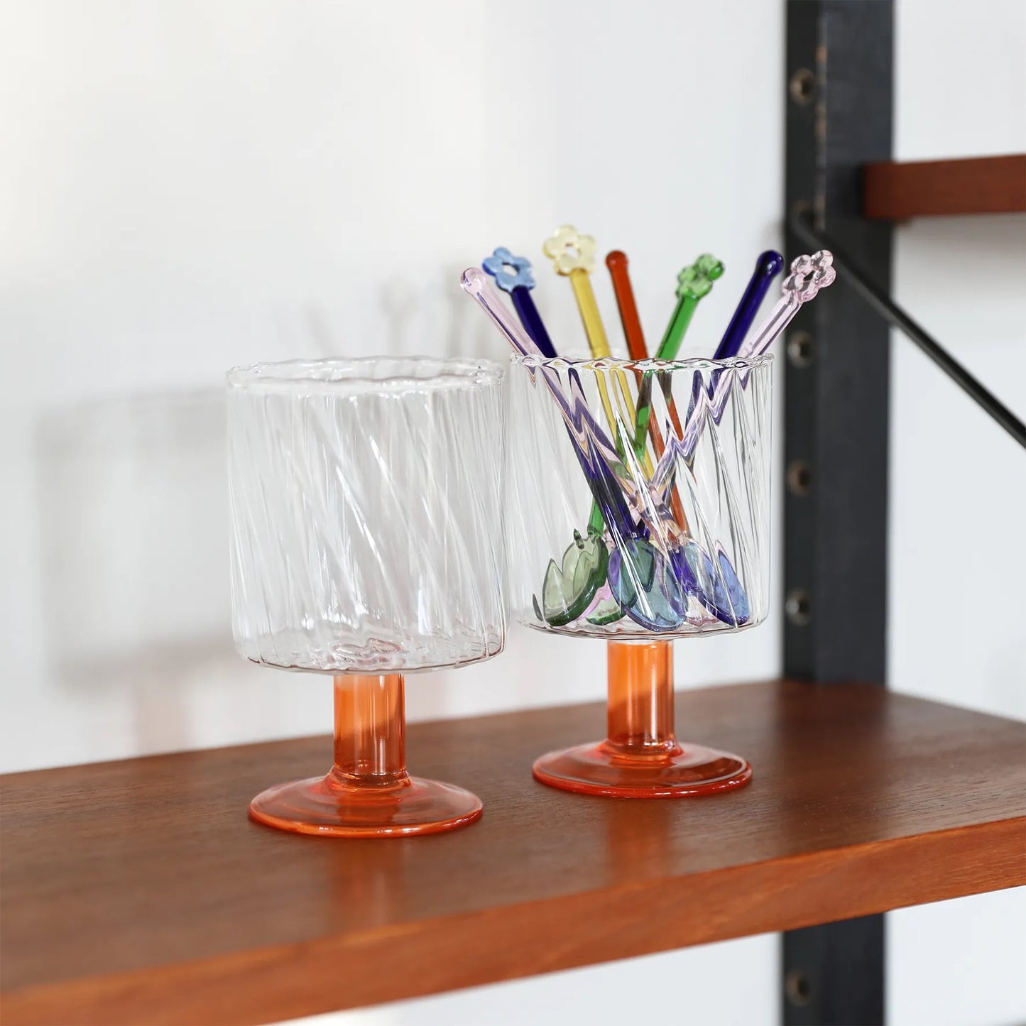 Glass twirl orange set of 2