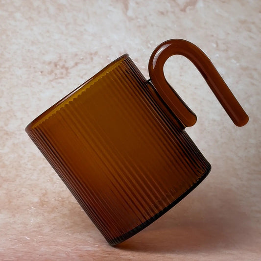Archer Ribbed Glass Cup-amber