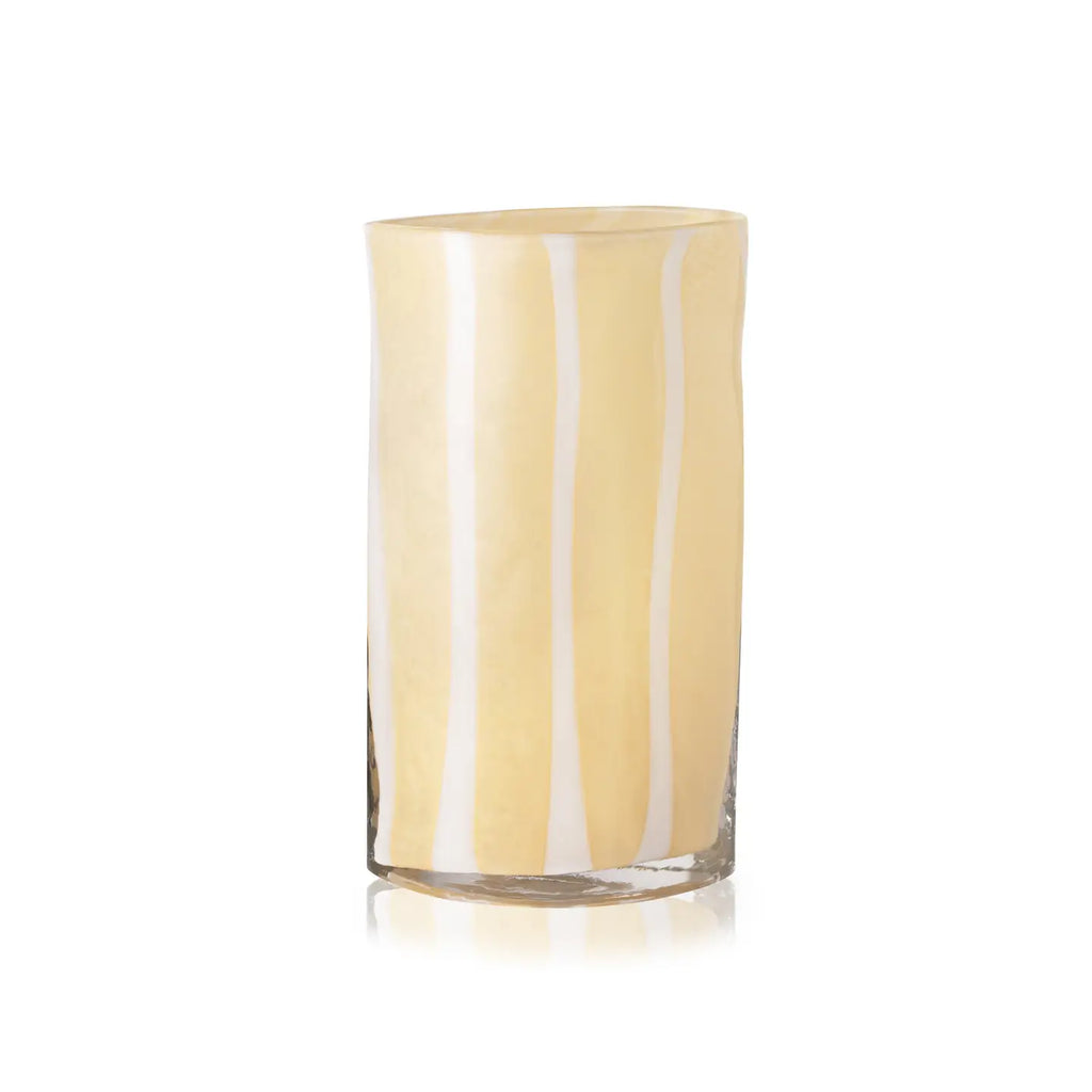 Lemon Striped Glass Vase