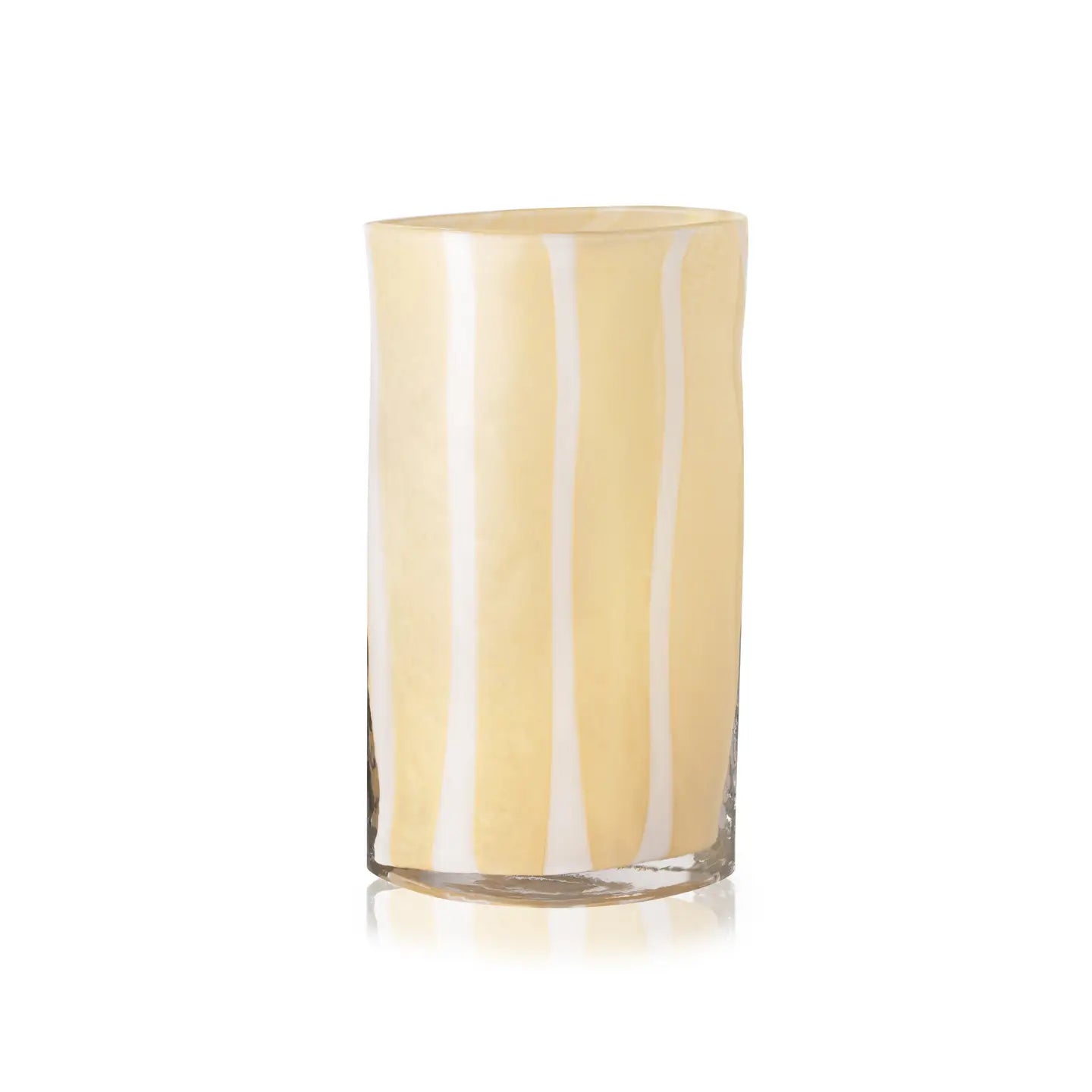 Lemon Striped Glass Vase