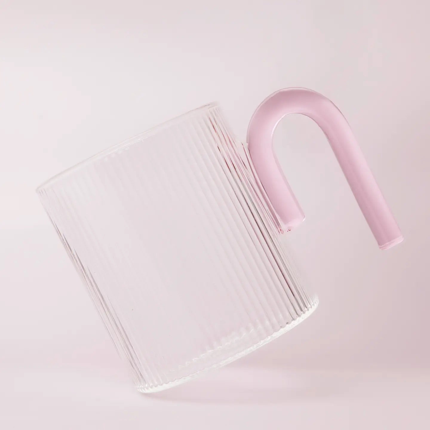 Archer Ribbed Glass Cup (Clear / Taffy Pink)