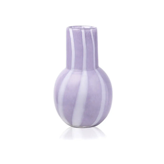 Lilac Striped Glass Vase
