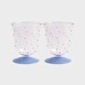 Water glass dot pink set of 2